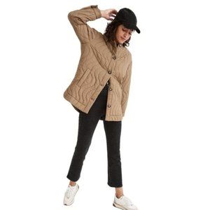Madewell Olive Green Quilted Belrose Shirt Jacket